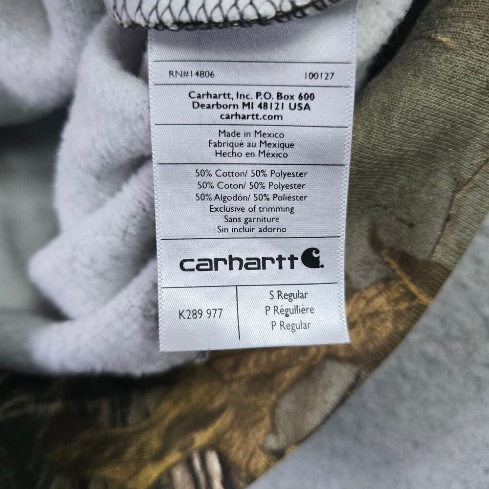 Carhartt Camo Full Zip Hoodie Men's Small Hooded Sweatshirt Hunting Realtree - Picture 7 of 10